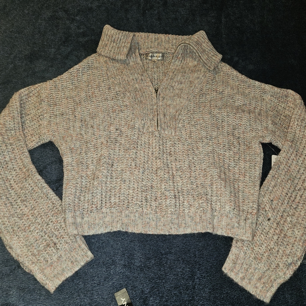 Madden Girl Speckled Knit Cowl Sweater
